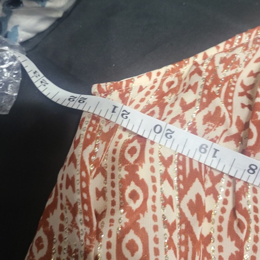 Zara Green/Rust & Gold Shiny Midi Serena Dress - Large - Picture 8 of 8